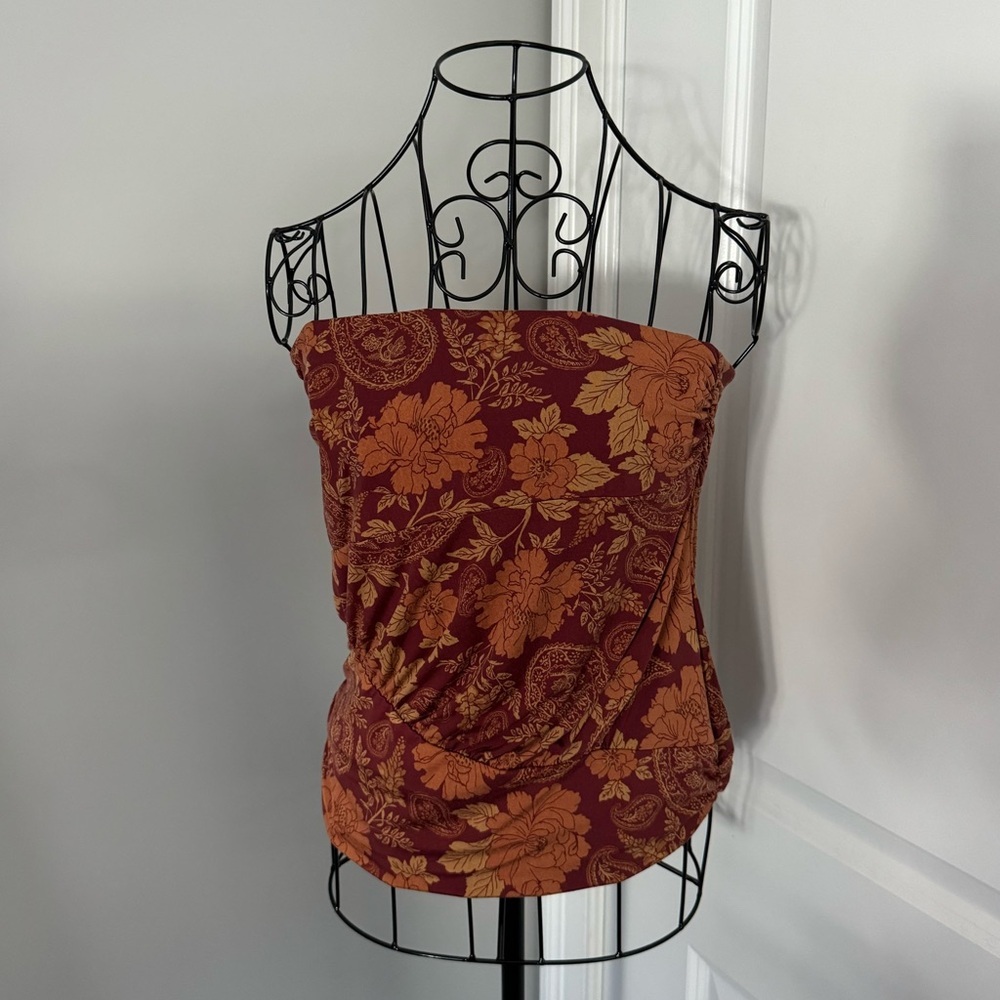 Free People Paisley Floral Crop Tube Top in Size Small